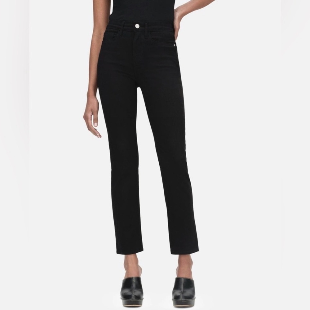 FRAME Le High Straight Black Jeans High Rise Women's Size 25 Designer Denim